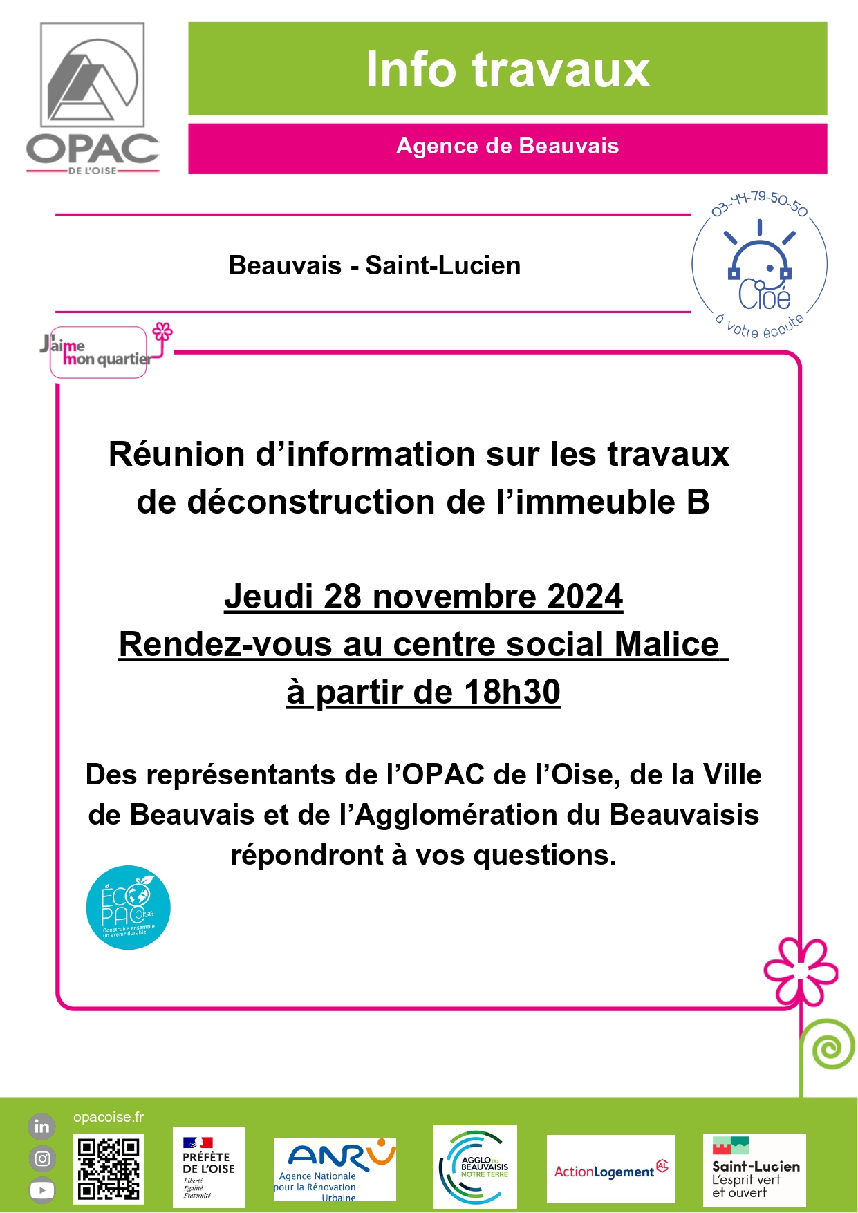 Reunion d'information à propos du chantier de démolition de la Barre B.